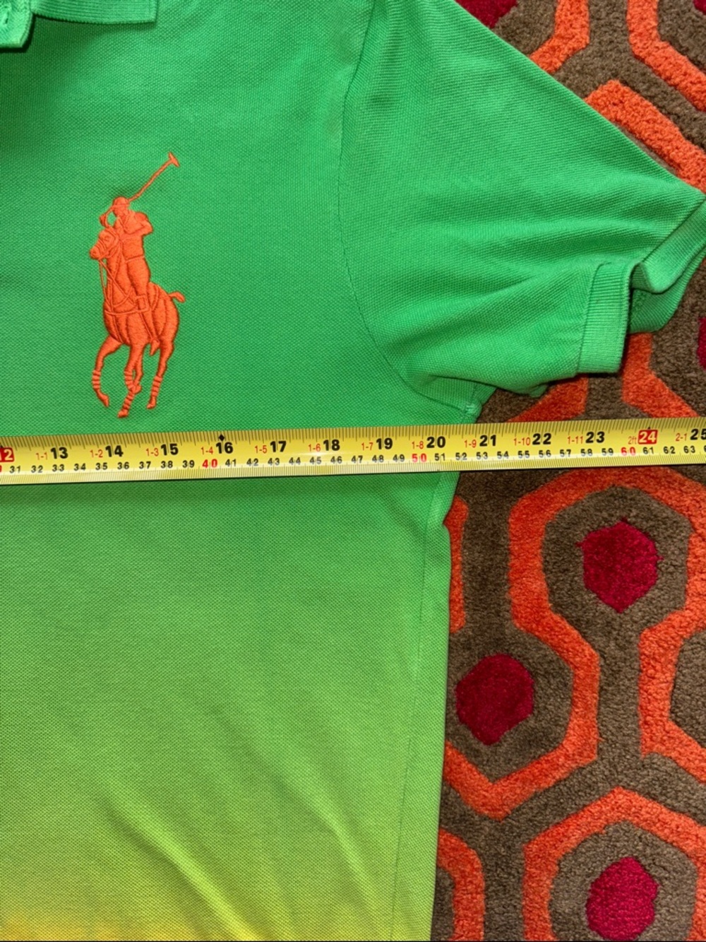 MAKE OFFER! Polo by Ralph Lauren Green to Yellow Ombre Polo Orange Pony MED - Picture 4 of 9